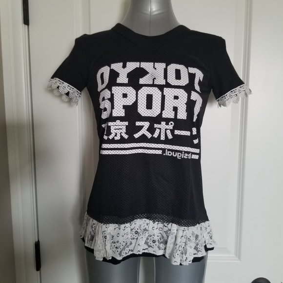 Desigual Girls Tshirt with Lace Trim - Picture 1 of 10